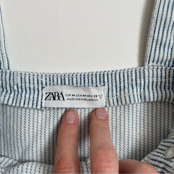 NWT ZARA pinstripe denim overalls - Picture 8 of 9